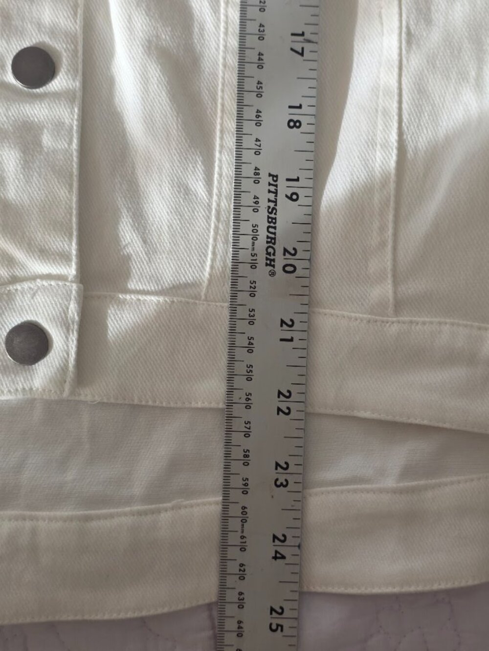Listicle Ruffle Peter Pan Collar Denim Jacket in Cream White Size Small - Picture 11 of 12